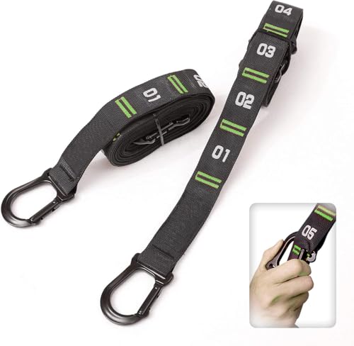 Image of Adjustable Numbered Straps for Gymnastic Rings Steel Carabiners Quick Hook System Easy to Set Up One Pair Strap Only (Green)