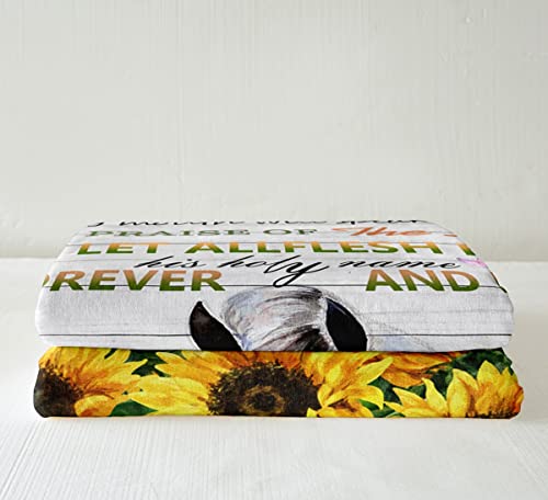 White Horse Fleece Throw Blanket Sunflower Horse Sherpa Blanket for Kids Boys Girls Wild Animal Plush Blanket Botanical Floral Fuzzy Blanket for Sofa Bed,Single 50x60 Inch - Image 4