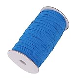 5 mm (1/5 Zoll) flaches Gummiband - 5 m dehnbare & langlebige elastische Schnur zum Nähen, DIY Handwerk, Kleidungsreparatur, Perückenherstellung & Zubehör - Starke & flexible elastische Schnur - Blau