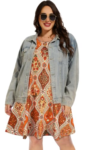 Image of Plus Size Summer Dresses Casual Tshirt Dress Loose Beach Pockets Sundress
