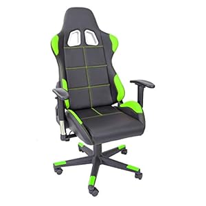 Premium XL Racing Stuhl Bürostuhl XL Gaming Stuhl Chefsessel Drehstuhl Fire – Schreibtischstuhl mit Lendenkissen – Zockerstuhl – belastbar bis 150 kg – Kunstleder – Schwarz/Grün