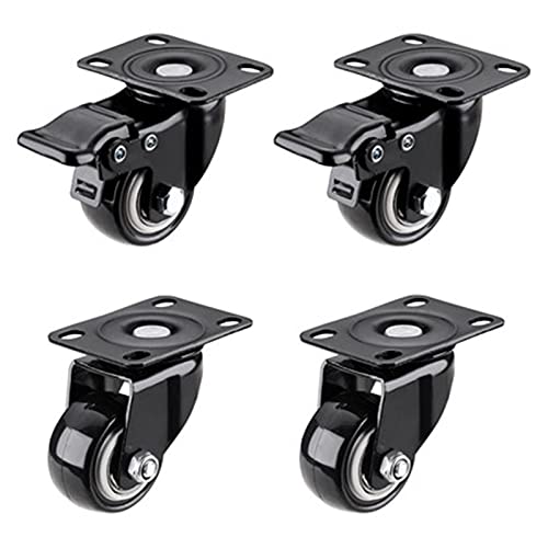 Roulettes de meuble robustes en polyuréthane 4 pack noir