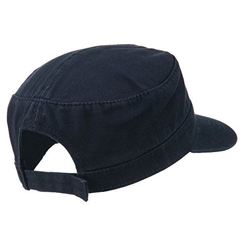 Garment Washed Adjustable Army Cap (One Size, Blue) #TOP2