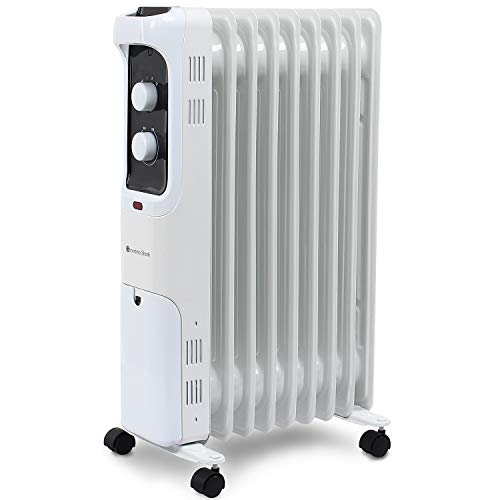 Grandma Shark Radiador de Aceite, Calentador eléctrico portátil con Temperatura Ajustable - Blanco (2000W/9Fin)