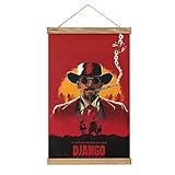 YBEL Film Django Unchained Scroll-Poster Stoff Bild Kunst Holz DIY Rahmen Hängende Druck Aufhänger für Raumdekoration Öl Leinwand Kit Geschenk