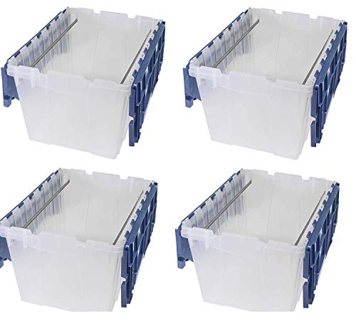 Akro-Mils 66486 FILEB 12-Gallon Plastic Storage Hanging File Box with Attached Lid, 21-1/2-Inch by 15-Inch by 12-1/2-Inch, Semi-Clear (Pack of 4)