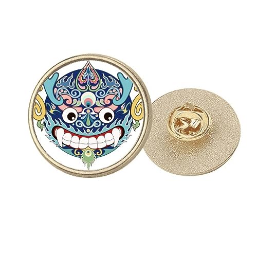 Broche dragon chinois traditionnel motif rond métal doré clip vêtement taille M