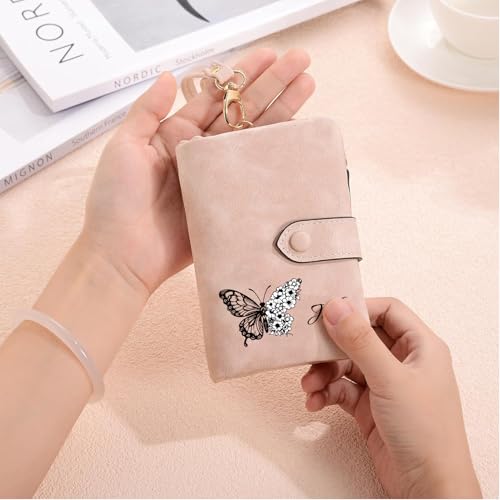 Initial Butterfly Wallet for Women Personalized Name Small Wriststrap Wallets Woman Custom Ladies Leather Mini Wallet Birthday Christmas Valentines Mothers Day Gift3