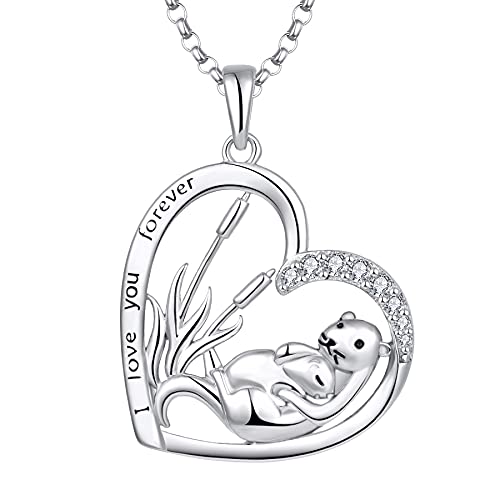 Jo Wisdom Collar Nutria De Mar Corazón De Plata De Ley 925 Mujer,Colgante Con Cadena Madre Hija Con 3a Circonia Jo Wisdom Collar Nutria De Mar Corazón De Plata De Ley 925 Mujer,Colgante Con Cadena Madre Hija Con 3a Circonia