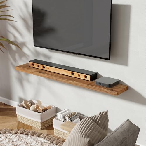 Image of Fun Memories 55 inch Wall Mounted Floating Shelves, Natural Elm Wood, 1 Pack