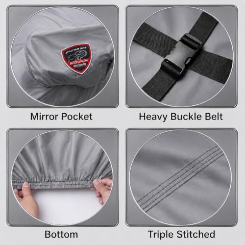 Image of Autofurnish Aero Series Car Cover for Hyundai Santro 2018 (100% Waterproof, Triple Stitched, Bottom Elastic,Secure Buckle Strap,Precision-Fit & Breathable Fabric, Car Body Cover) Colour: Grey