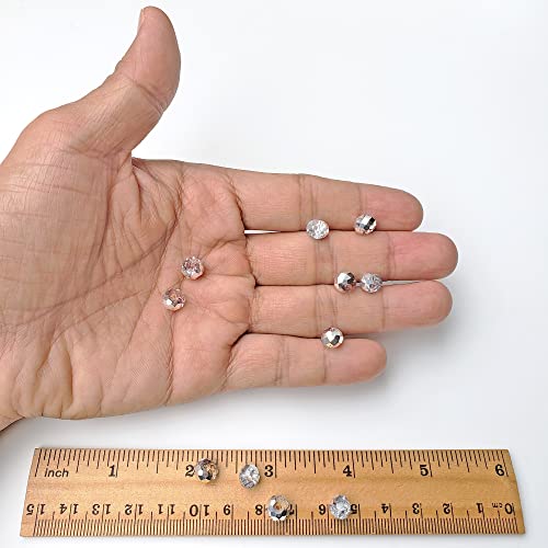 Image of 8mm Rondelle Glass Beads for Jewelry Making, Faceted Briolette Crytal Spacer Beads for Bracelet Necklace Earring, Translucent Silver 300pcs