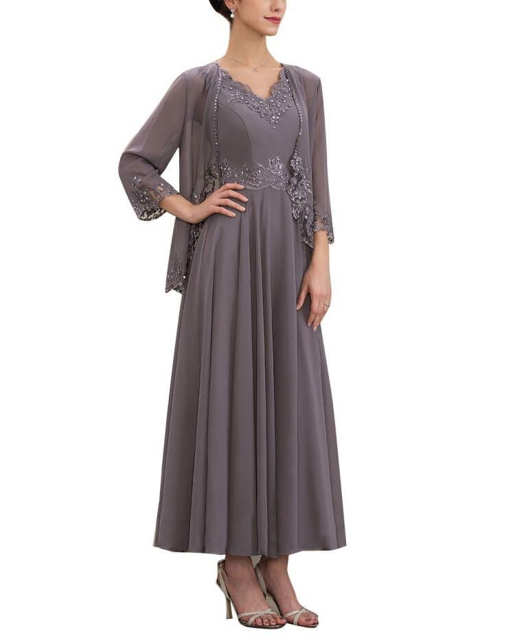 Two Piece Chiffon Mother of The Bride Dress Elegant Lace Evening Formal Gowns for Women Long 20253