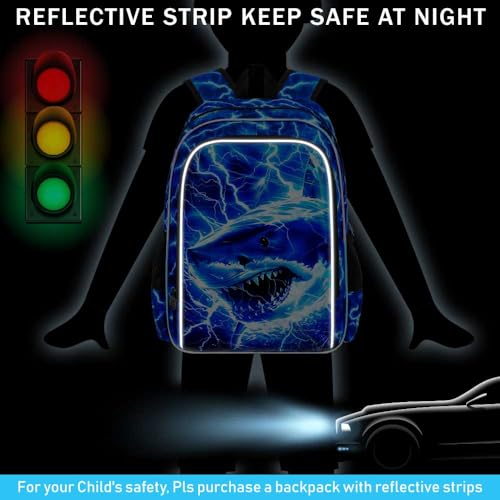Image of 17 inch Shrak Backpack for Boy, 3Pcs Lightning Bookbag for Elementary Preschool Kindergarten, Kids School Thunder Backpacks with Lunch Box (Blue)