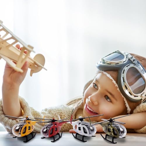 LKNBIF 4 Pieces Toy Helicopter, Mini Aeroplane Model Pull, Mini Aeroplane Set Children, 3-12 Years Boys Girls Children