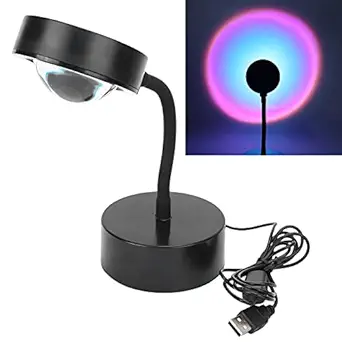 Set of 2 Excluzo USB LED Projector Light, 180 Degree Rotated LED Lamp Holder Projection Lamp Energy?Saving and Eye Protection Stable Base and Lamp Pole for Home for Office(Rainbow, Pisa Leaning Tower Type)