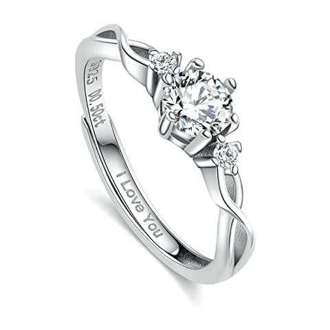 ANAZOZ 0.5ct Moissanite Promise Ring Cover