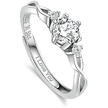 Moissanite Rings for Women, Promise Rings for Women S925 Sterling Silver 0.5ct D Color VVS1 Moissanite Engagement Ring Adjustable, with GRA Certificate