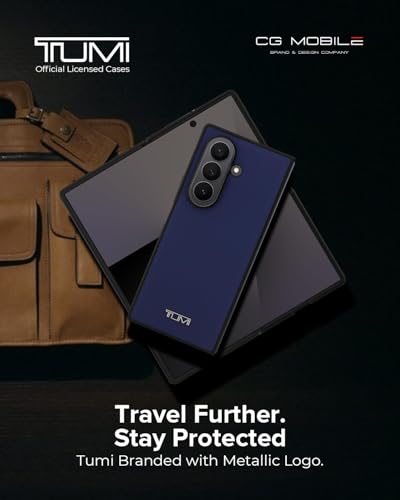 Image of CG MOBILE TUMI [Official Licensed] Magnetic Compatible | Genuine Leather | Embossed Balistic Pattern Protective Case /Cover Designed for Galaxy Z Fold 7 (2025) - Midnight Blue