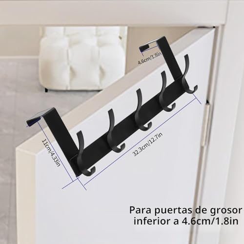 Miniatura 2 de Szzhiyong Perchero Puerta, Ganchos Colgador Puerta, Gancho Para Mampara De Ducha Baño, Gancho De Ducha Percha Puerta, Perchero Para Puerta Sin Taladrar, Gancho De Puerta Para Colgar Ropa, Negro