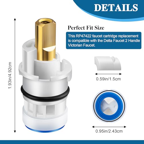 Enhon 2 Pack Hot & Cold Bathroom 2-Handle Faucet Cartridge Compatible with DELTA RP47422, Compatible with 2 Handle Victorian Faucets Only, Stem Replacement Two Handle Ceramic Stem Cartridge - Image 2