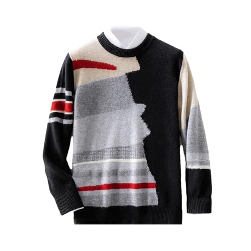 Men's Round Neck Wool Soft Sweater Irregular Patchwork Pullover Casual Large Size Top