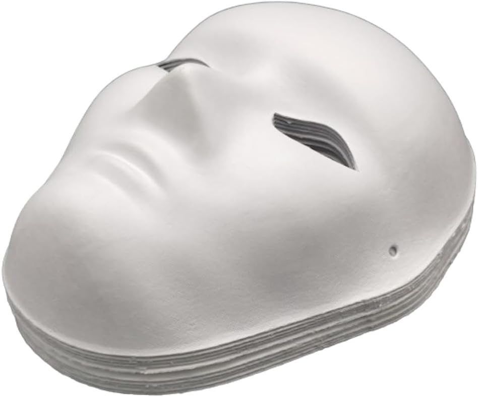 Human Shaped Full Face Masks, DIY Paper Art Blank White Masks for Painting with Elastic Band