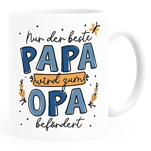 SpecialMe® Taza de café regalo para papá para el día del padre, con texto en alemán "Nur der beste Papa wird zum Opa befördert, Uni-Weiß Keramik-Tasse