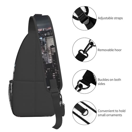 Mochila cruzada de pecho para hombre negra miniatura 5