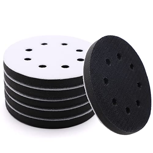 6 Pack 5 Inch 8 Hole Interface Pads - Foam Sanding Pads for Orbital Sander