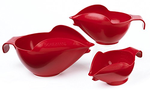 POURfect Mixing Bowls 1005 3pc Prep Set, 1-2-4 Cup, Empire Red