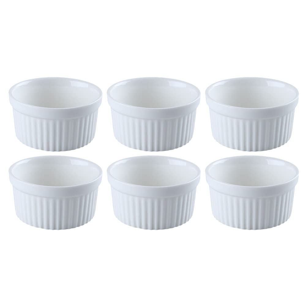 6Pcs Porcelain Ramekin Bowl Oven Baking Bowl Round Ceramic Small Bowls Ceramic Ramekins for Baking Dishes Pudding