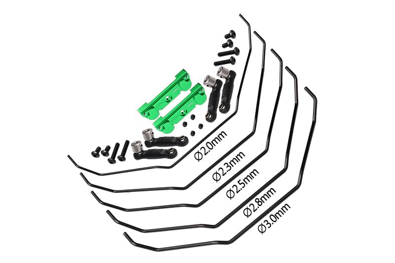 GPM Aluminium 7075 Alloy Front & Rear Sway Bar Kit with Linkage and Wire for Traxxas 1/8 Maxx Slash 6S Short Course Truck 102076-4 Upgrade Parts - Green