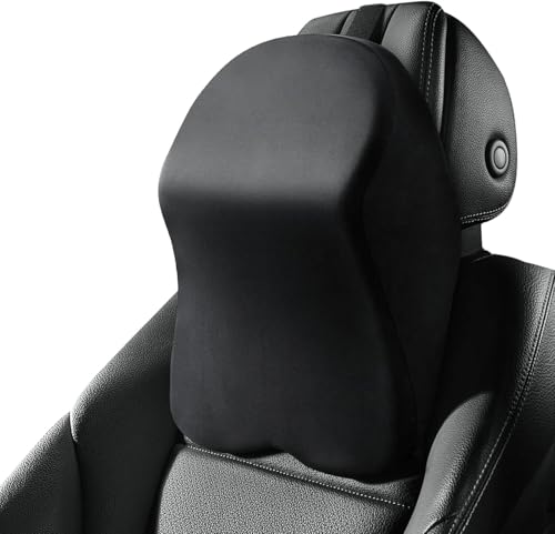 Image of Car Neck Pillow Memory Foam Support Cushion, Neck Pillow for Car Headrest, Car Seat Back Support for Long Drives, Cars Pillows for Back Side Comfort, Universal Fit Design (Black, 1 Set Pillow)