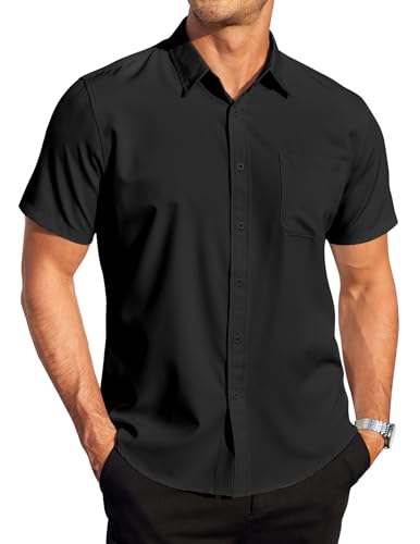 COOFANDY Mens Casual Dress Shirt Short Sleeve Wrinkle Free Dress Shirt Business Casual Shirts