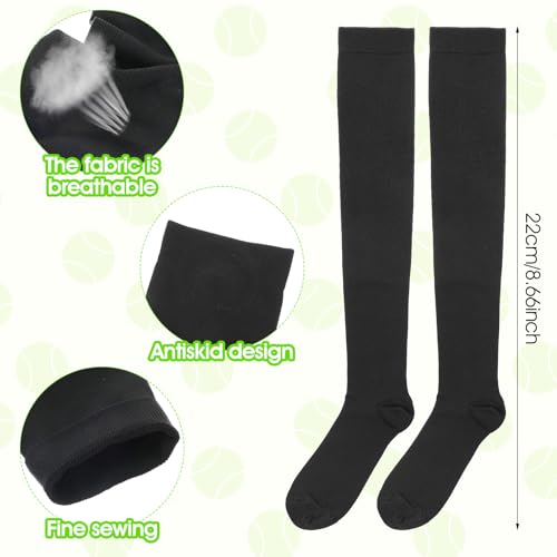 6 Pairs Knee High Socks Over The Knee Baseball Socks Softball Sock Long Stocking Football Sock for Men and Women, Black2