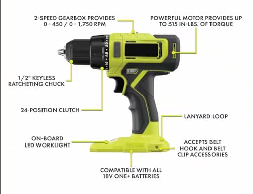 PCL1600K2-STM201 Fits for RYOBI 18V Cordless 6-Tool Combo Kit with 1.5 Ah Battery, 4.0 Ah Battery, Charger, and LINK Rolling Tool Box