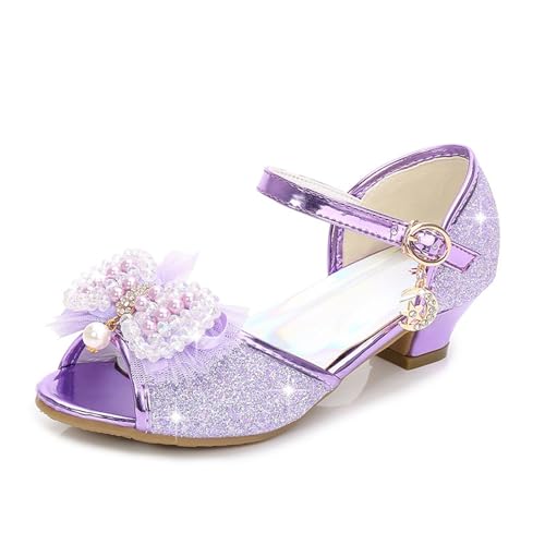 IWIHMIV Girls Low Heels Sandals Toddler Princess Shoes Open Toes with Ankle Strap Rhinestone Dress Shoes for Kids