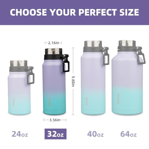 Image of BJPKPK 32oz Large Insulated Water Bottle with Handle, Stainless Steel | Leak-Proof BPA-Free Large Water Bottle, Stainless Steel Vacuum Insulated Bottle for Gym, Work, Outdoor & Everyday Use
