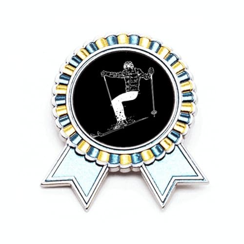 Broche noire ski et sports d'hiver en métal taille M bijou de veste