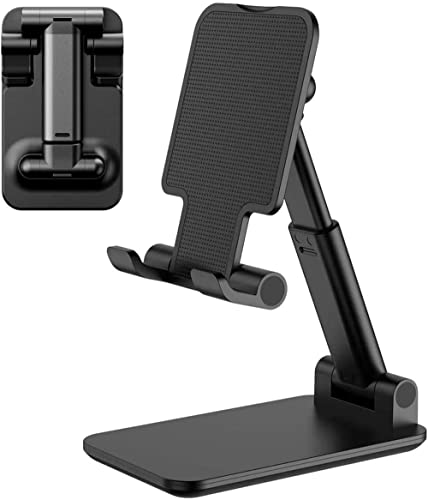 CHUANGOU Soporte para teléfono móvil Totalmente Plegable, Ajustable en Altura, con Base Antideslizante, Soporte para Tableta Soporte para teléfono móvil. (Negro) Cover
