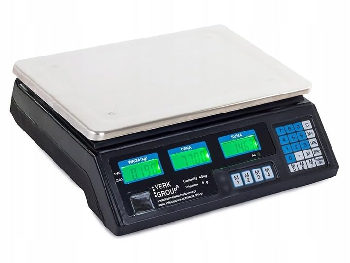 Girox - Elektronische Ladenwaage 40 kg - Preisrechner Waage LCD doppelte Anzeige für Kunde und Bediener - Akku und 230V Netzbetrieb - Tara Speicher 7 PLU - 33 x 23 cm Wiegefläche