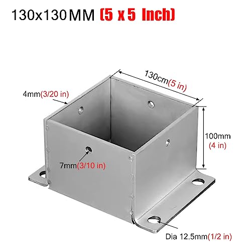 Genérico Base para Poste de Acero Inoxidable de Alta Resistencia de 2x2, 3x3, 4x4, 5x5, 6x6, 7x7 y 8x8 Pulgadas, Soporte Duradero para terrazas de hormigón/Madera, pérgolas, buzones y Anclajes para p
