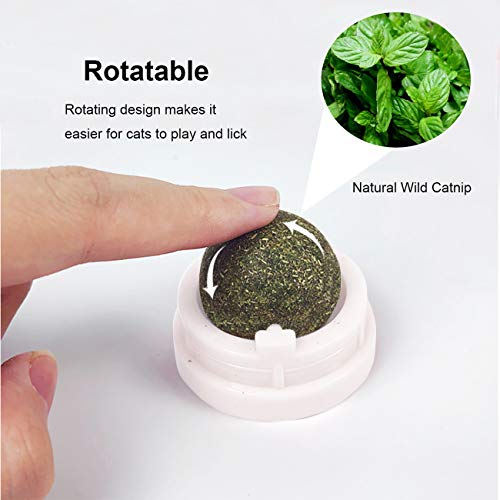 Malier Catnip Toy for Cats, Catnip Edible Balls Natural Rotatable Licking Treats Toys for Cats Kitten Kitty