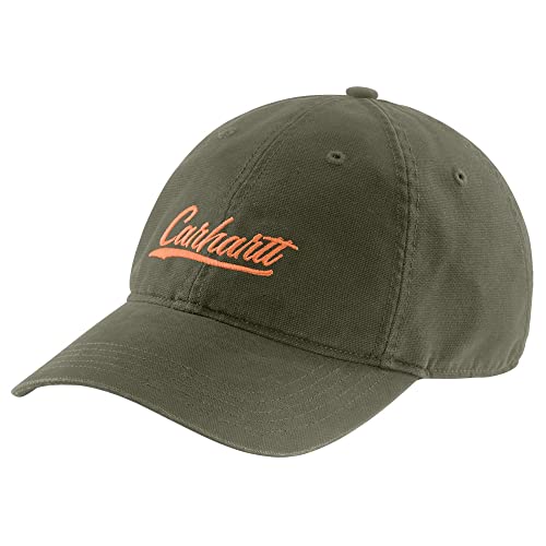 Carhartt womens Canvas Script Graphic Baseball Cap, Basil, One Size US