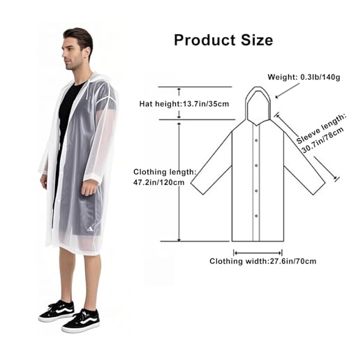 2Pcs Rain Coats - Reusable EVA Rain Ponchos for Adults Rain Jackets Raincoats for Men Women2