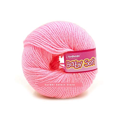 Image of Vardhman BabySoft Knitting Yarn | 100% Acrylic Wool | 4 Ply | Thin Knitting & Crocheting Hook Thread & Lightweight | Special Baby Wool | 150 Grams (6 Balls of 25g) | Machine Washable | Ideal for Blankets, Hats, Booties Ultra-Soft for Baby Sweaters, Blankets, Caps, Socks, Soft toys, Art & craft | Available in multicolors - (BBL091 - Flamingo Pink)