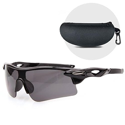 Open Road UV400 Wraparound Protection Lightweight and durable Sports Sunglasses with Hard Protective Case, Black
