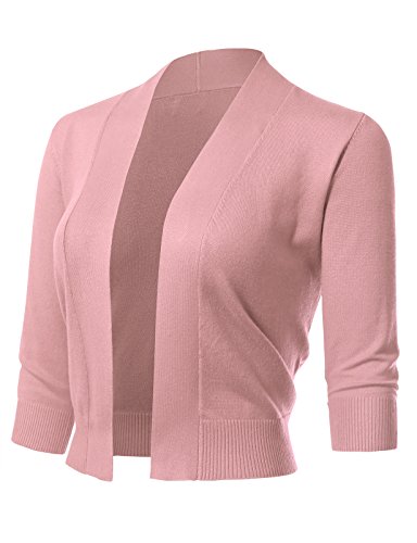 Image of Allsense Women's 3 /4 Sleeve Cropped Shrug Cardigan | Classic Bolero, Open-Front, Lightweight Soft Fine Knit Cover Up