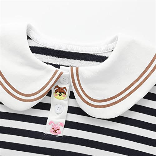 Macacão de algodão para meninas, bebê, desenhos animados, animais, manga comprida, blusa listrada, t